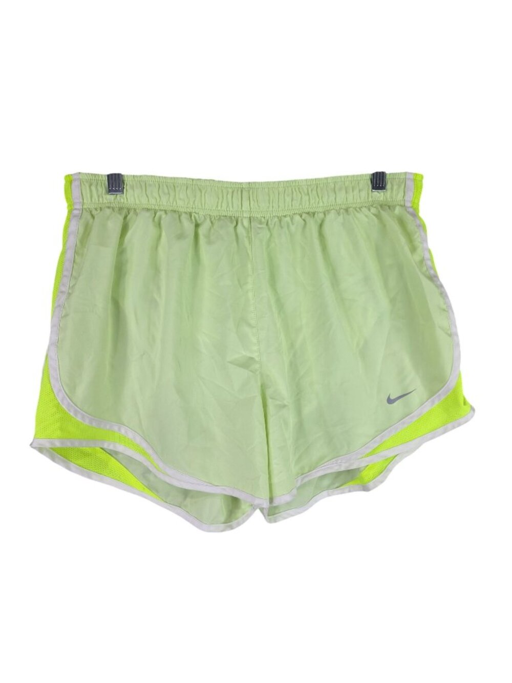 Womens Nike Dri-FIT Neon Yellow Running Shorts Built-In Liner 4" Inseam Size XL